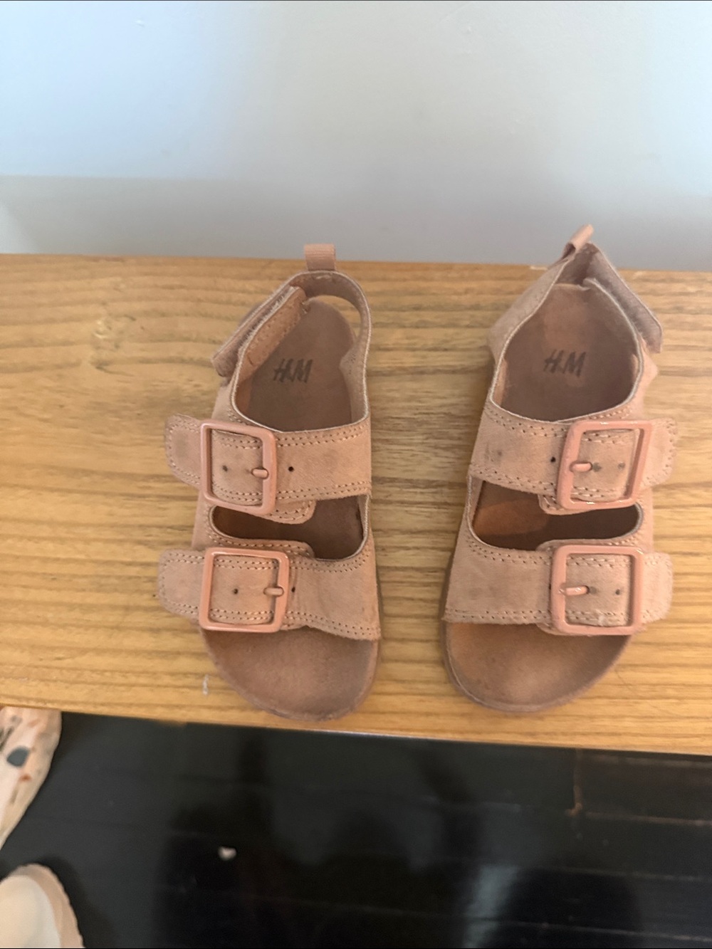 H&M Kids Light Brown Double-Buckle Suede Sandals